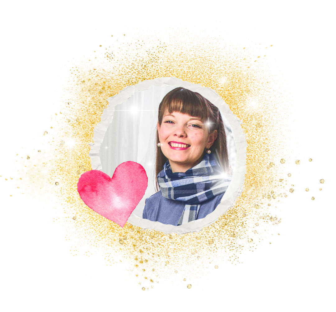 Porträtfoto von Ina Giernas mit einer Sprechblase: Hallo, ich bin Ina